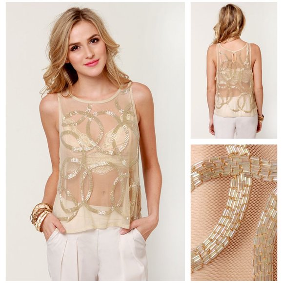 Costa Blanca Beaded Mesh Top - Picture 1 of 10